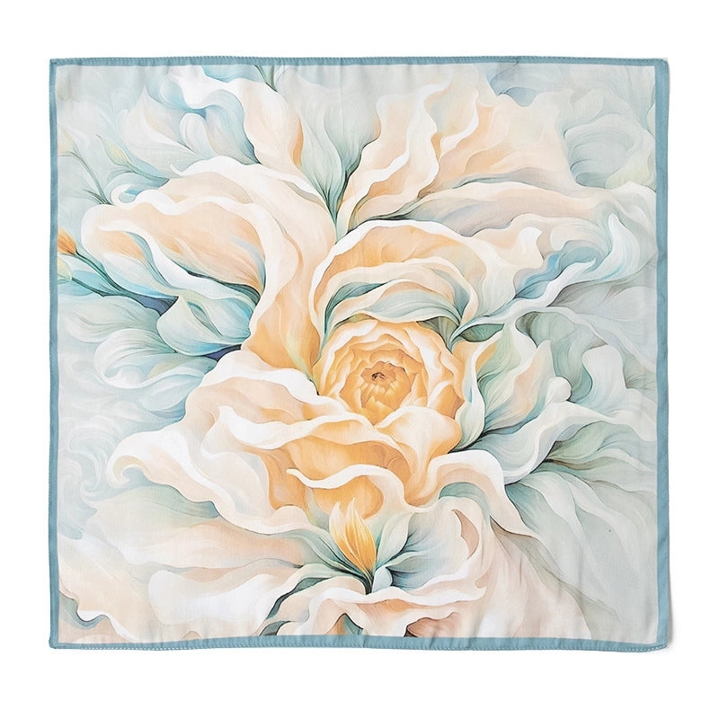Women's Elegant Four Leaf Clover Polka Dots Flower Silk Silk Scarf