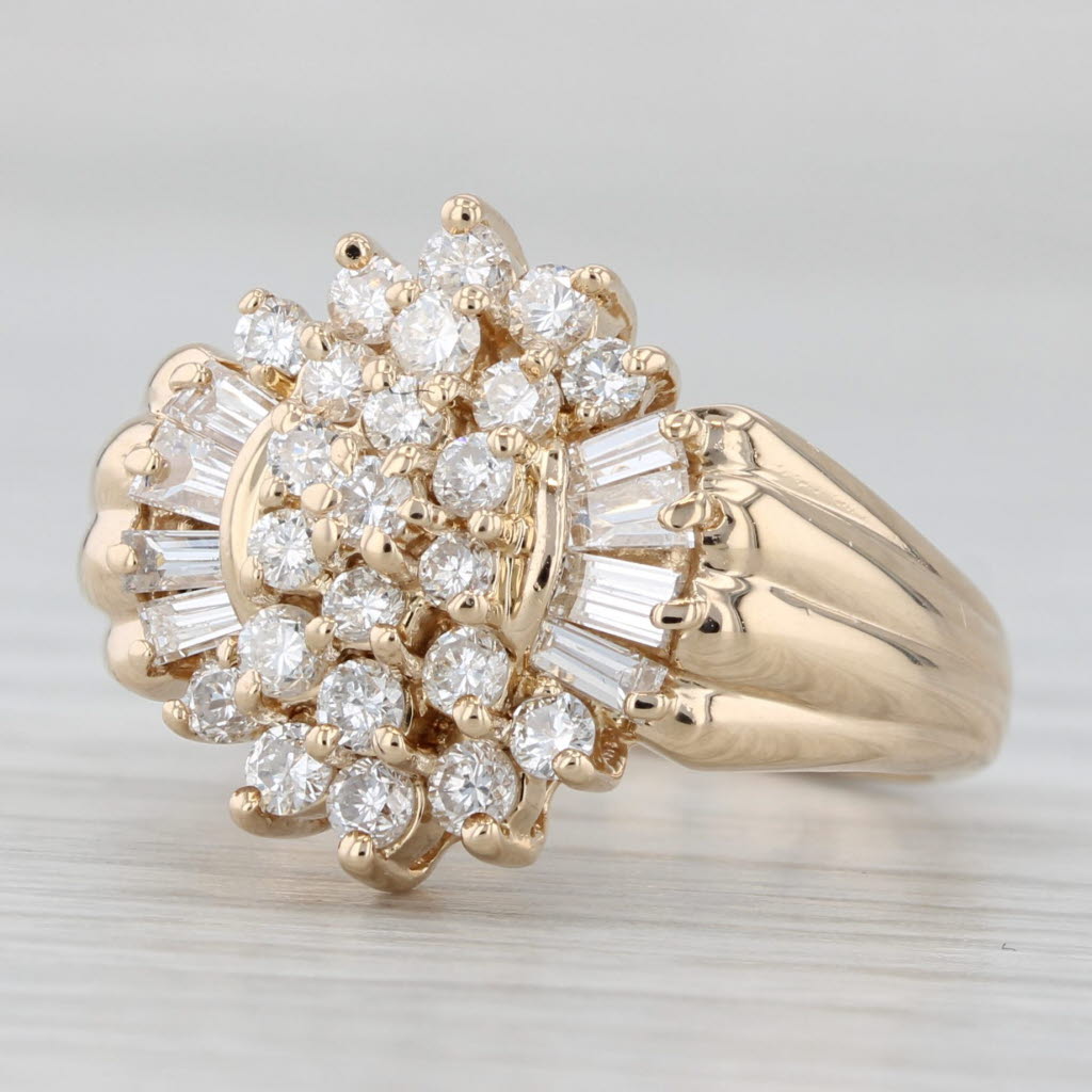 1ctw Diamond Cluster Ring 14k Yellow Gold Size 5