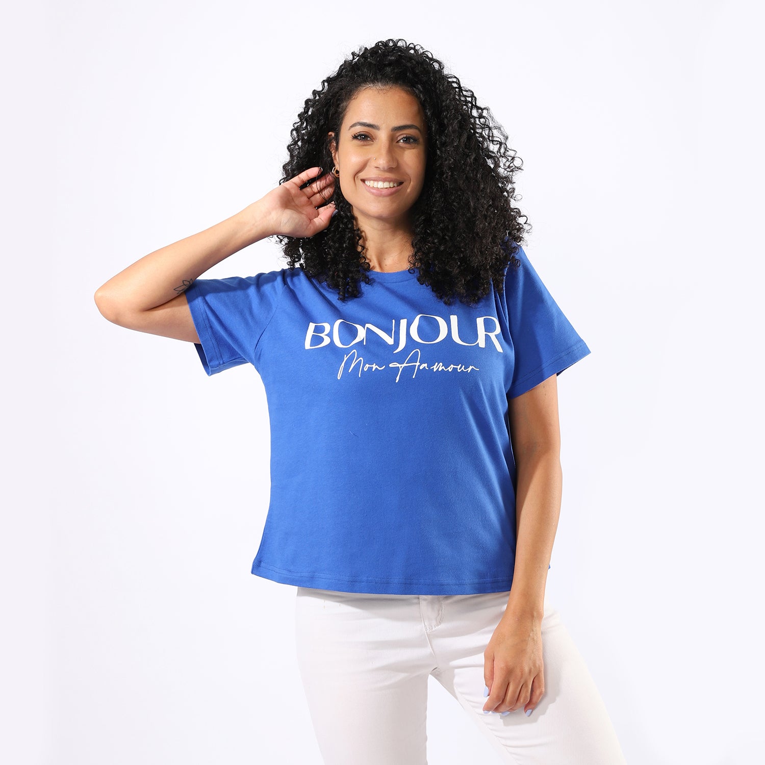 Women T-Shirt Bonjour Printed