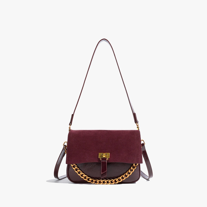 Women's Medium Pu Leather Solid Color Streetwear Sewing Thread Square Flip Cover Saddle Bag