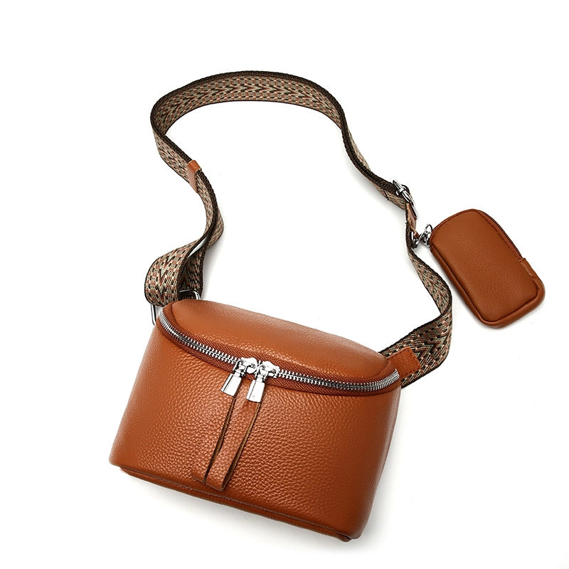 Women's Medium Leather Solid Color Streetwear Square Zipper Fanny Pack