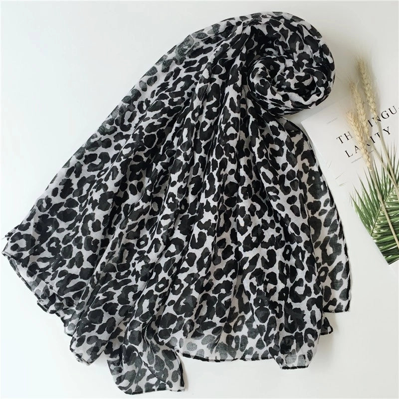 Unisex Retro Ethnic Style Leopard Voile Scarf