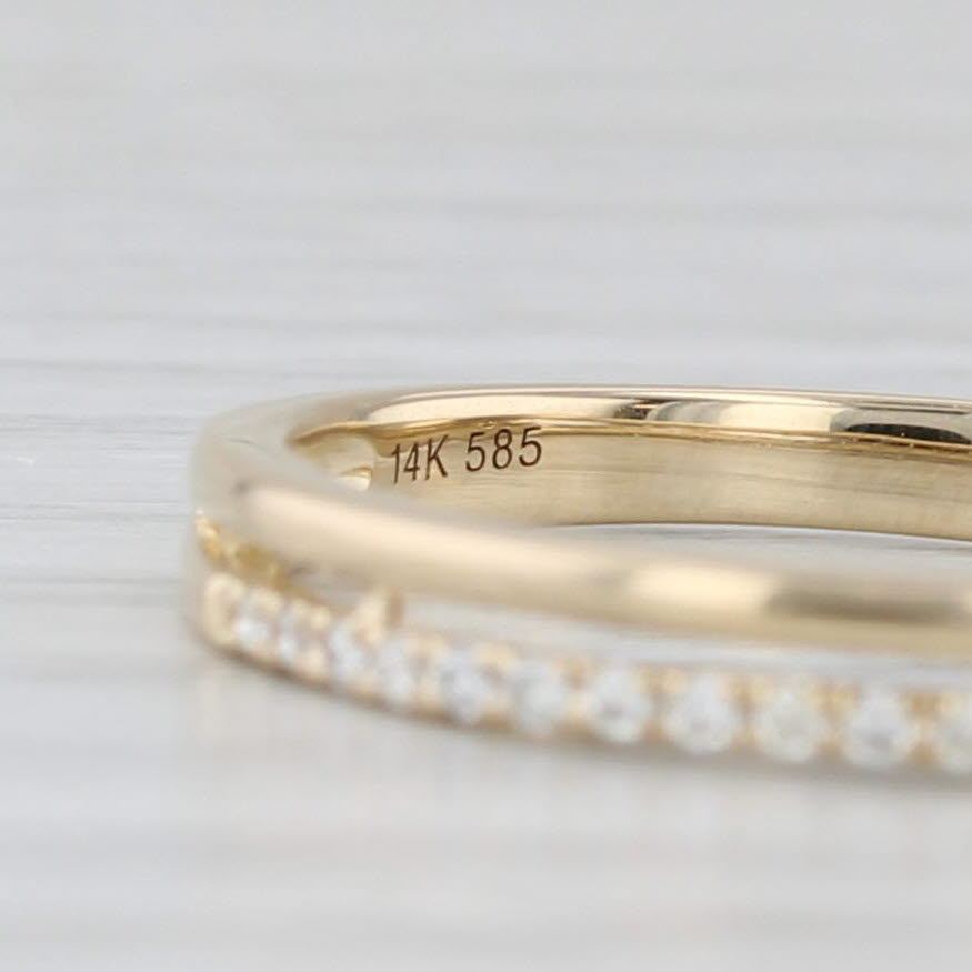 New 0.11ctw Diamond Wedding Band 14k Gold Stackable Anniversary Ring Size 6.5