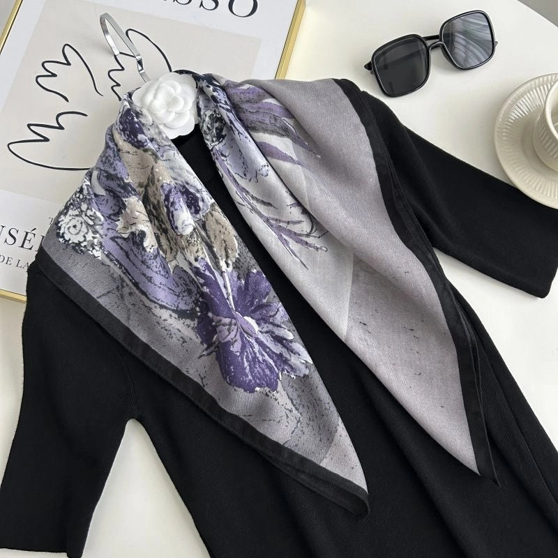 Women's Sweet Minimalist Color Block Polyester Printing Silk Scarf
