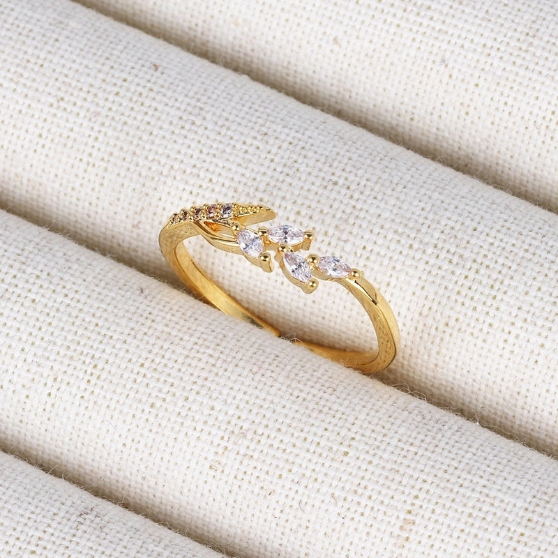 Copper 18K Gold Plated Inlay Geometric Zircon Open Rings