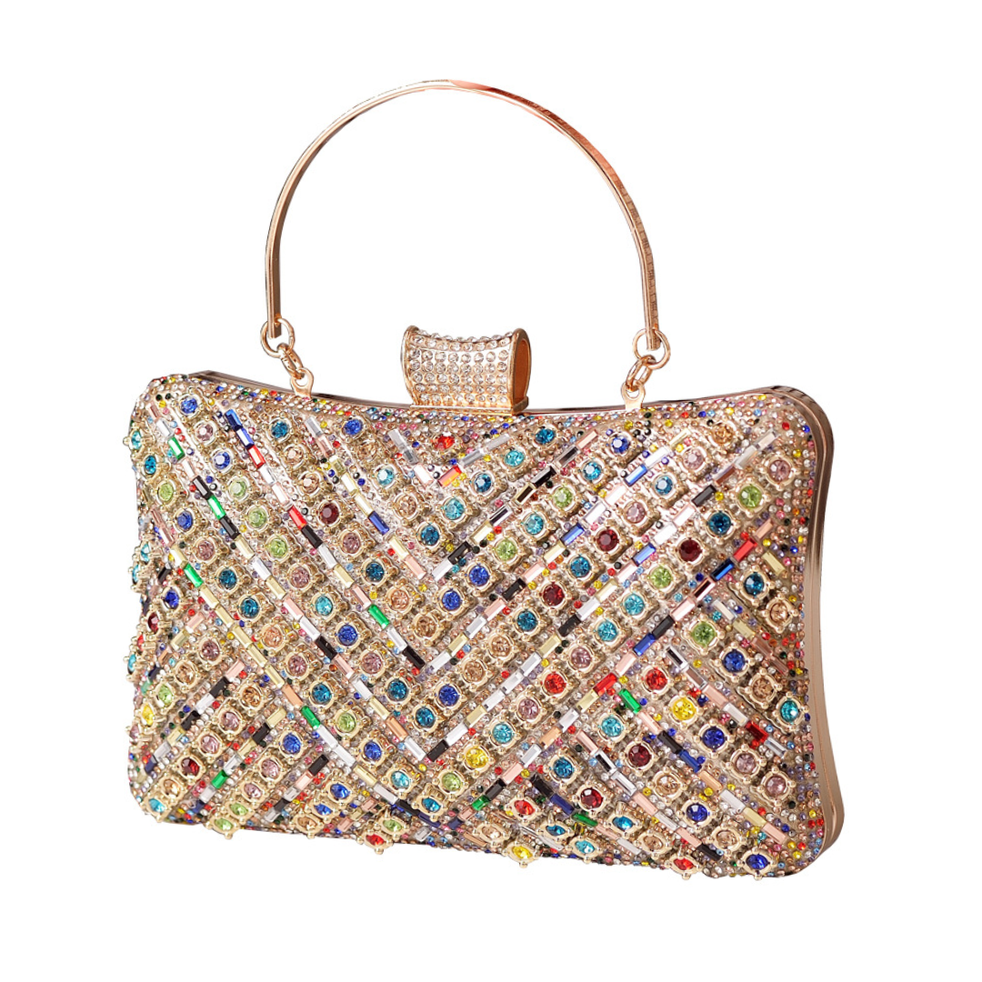 Colorful Diamond-Studded  Resin Evening Clutch