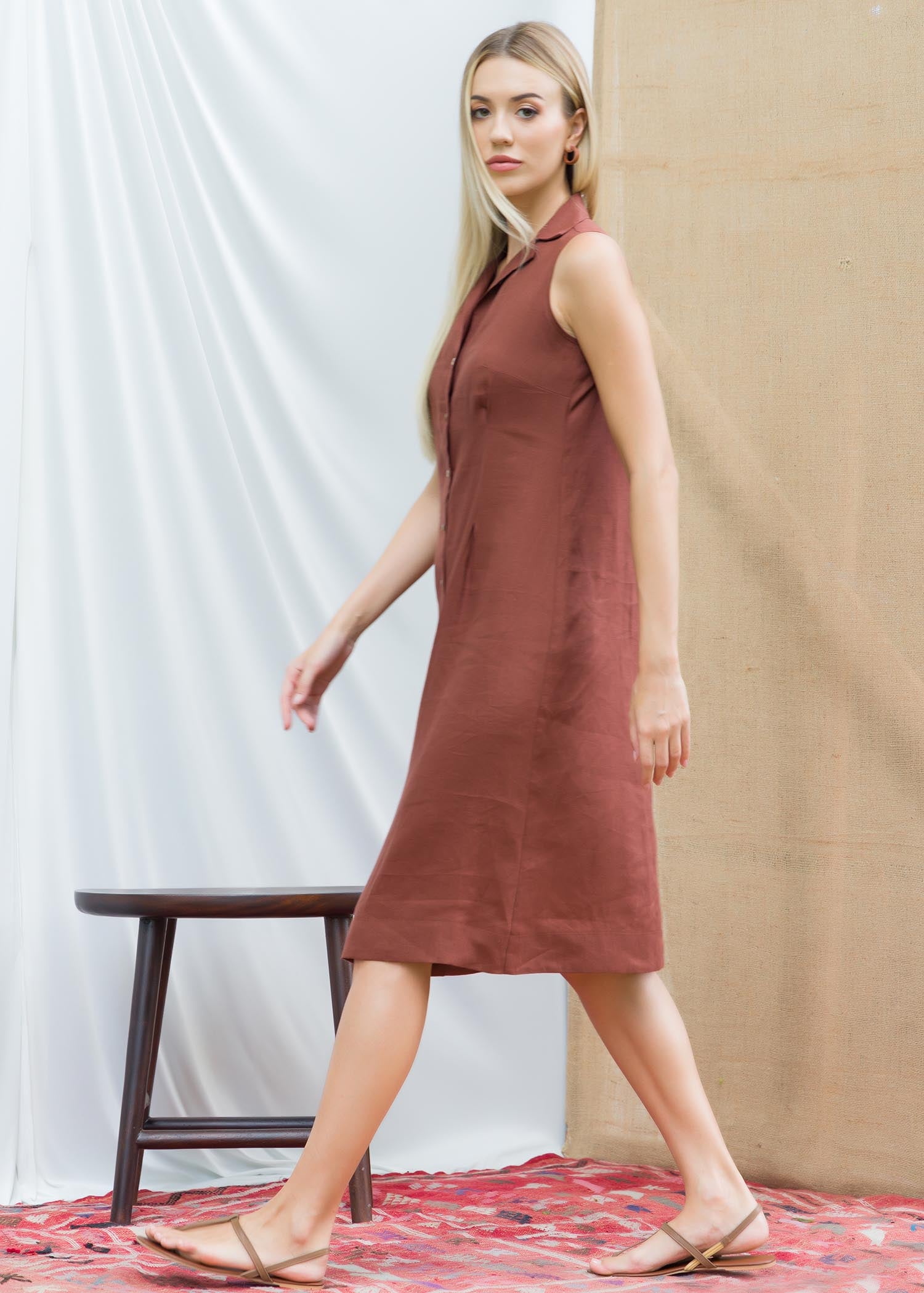Sleeveless button down dress