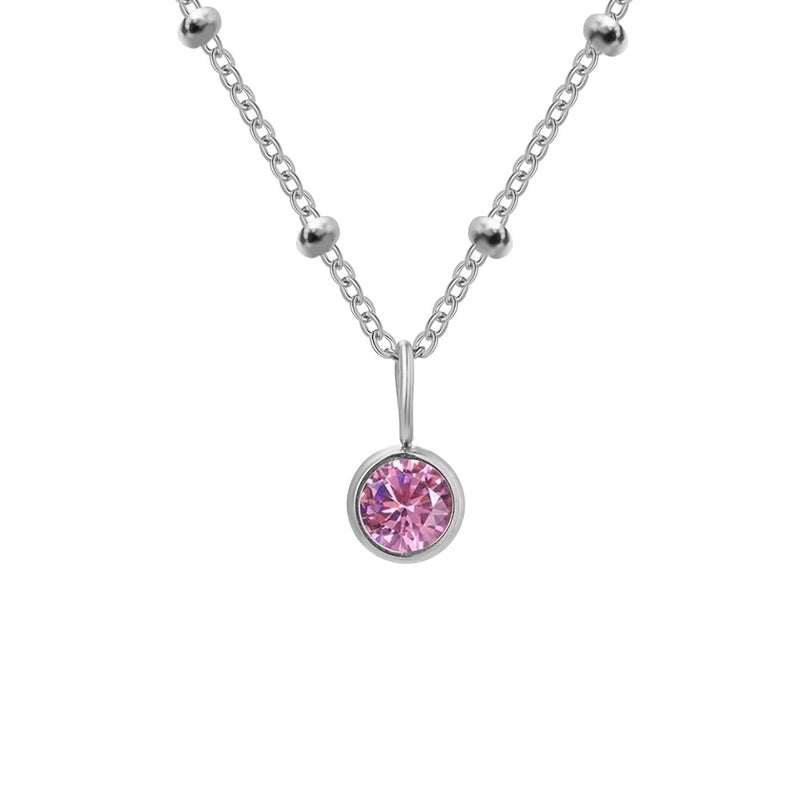 Minimalist Classic Style Geometric 316L Stainless Steel  Rhinestones Inlay Stainless Steel Necklaces