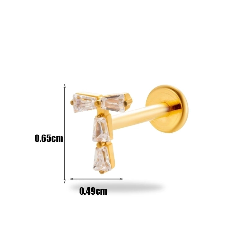 1 Piece Ear Cartilage Rings & Studs Minimalist Geometric Pure Titanium Plating Inlay Zircon