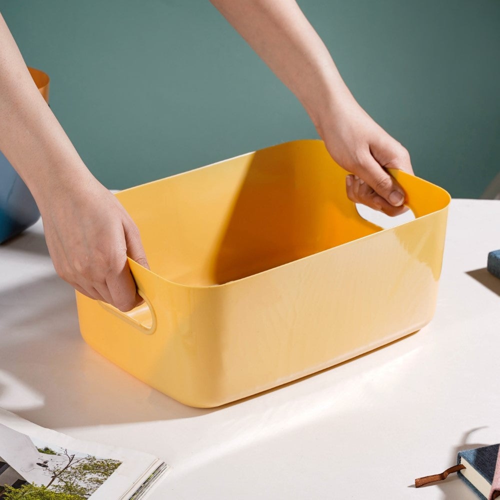 Essentials Storage Basket Yellow Set Of 2 11 Inch