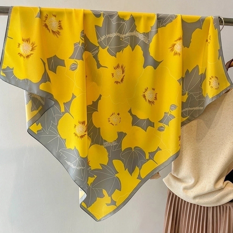 Women's Sweet Minimalist Flower Polyester Silk Scarf