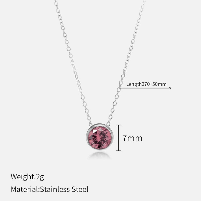 Minimalist Round 304 Stainless Steel Rhinestones Plating Stainless Steel Necklaces
