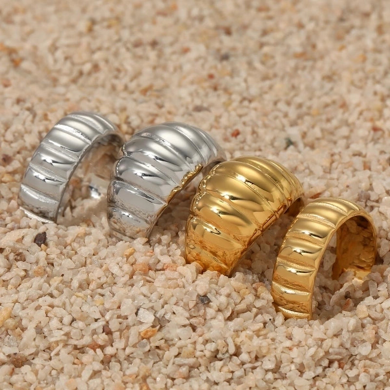 Casual Solid Color 316 Stainless Steel  16K Gold Plated White Gold Plated Gold Plated Plating Rings