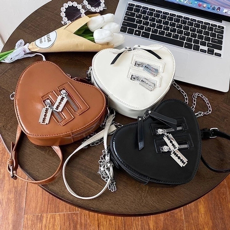 Fashionable Heart-shaped Chain Shoulder Crossbody Bag