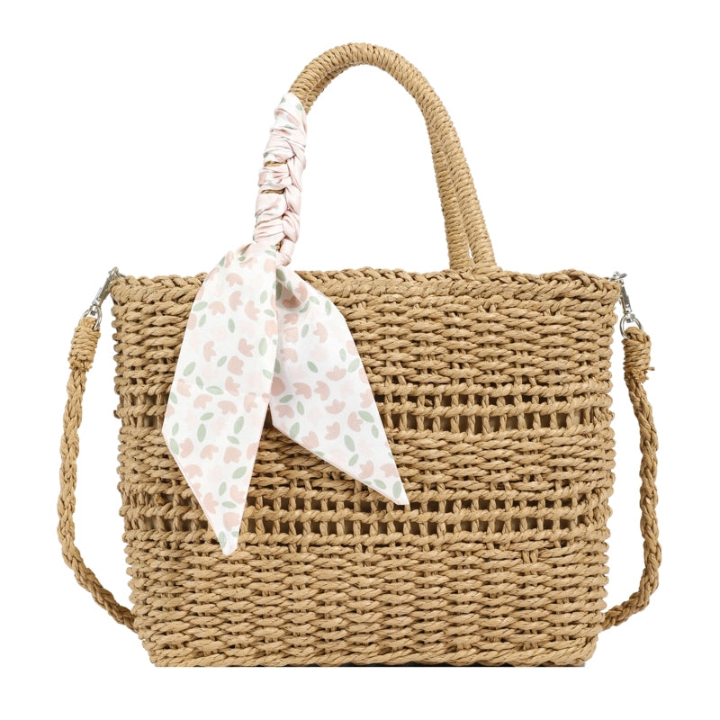 Women's Straw Bow Knot Vacation String Handbag