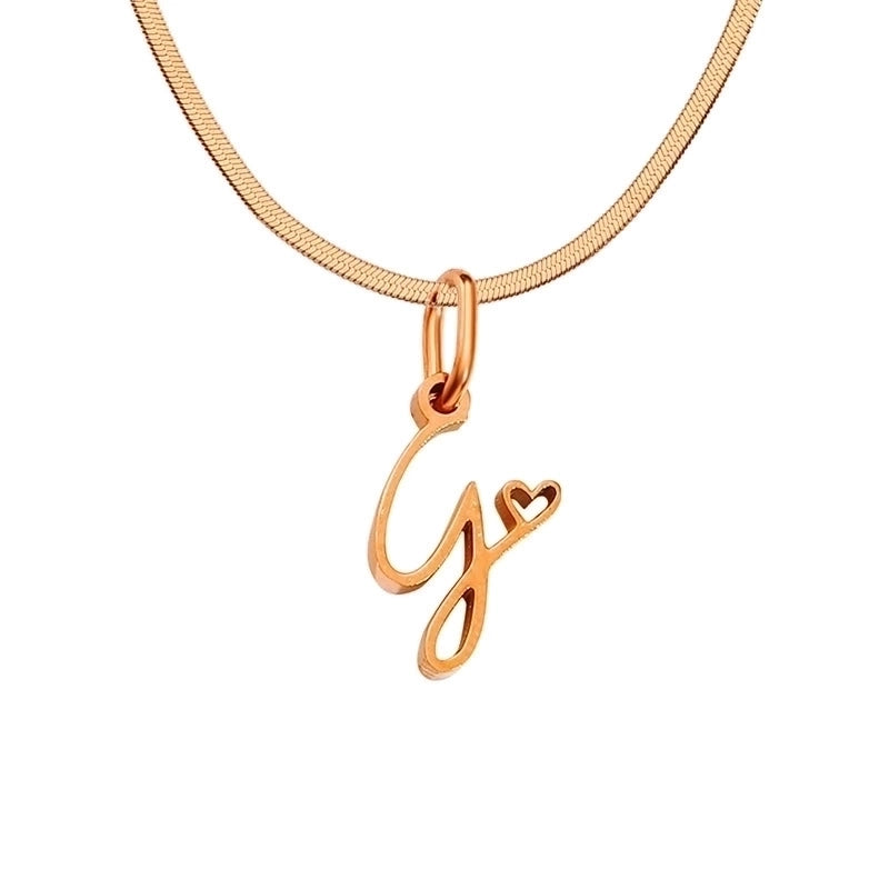 Stainless Steel Titanium Steel 14K Gold Plated Minimalist Plating Letter Heart Shape Pendant Necklace