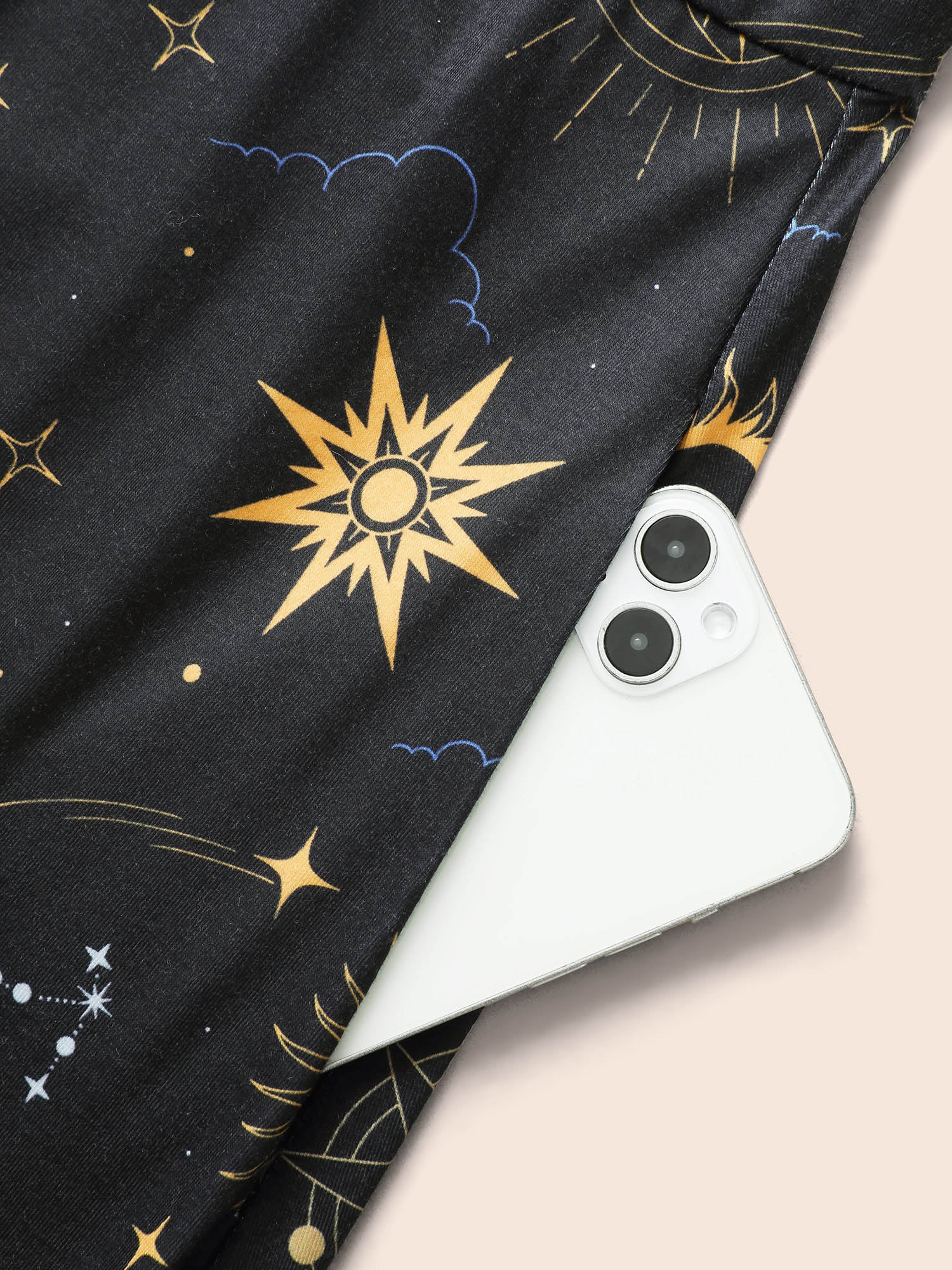 Sun & Star Print Crew Neck Pocket Dress
