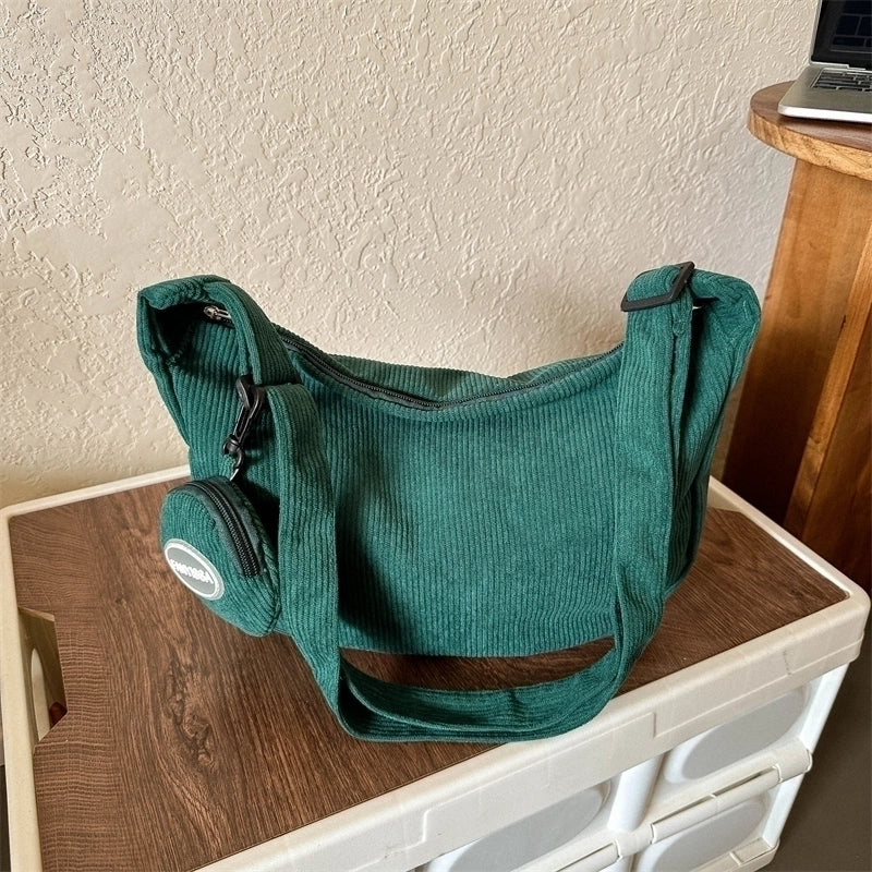 Women's All Seasons Canvas Solid Color Vintage Style Square Zipper Shoulder Bag