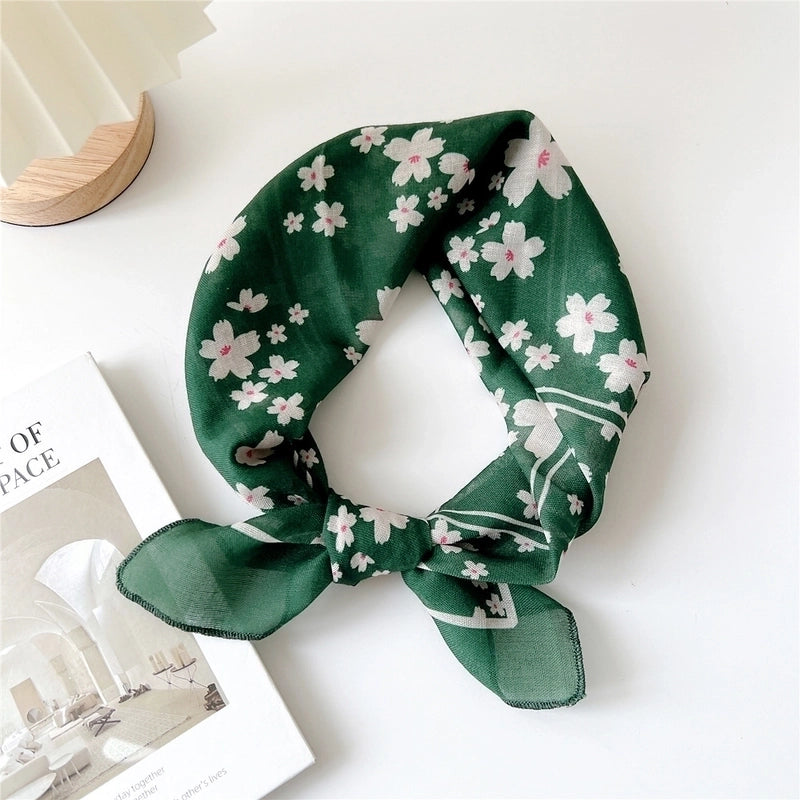 Women's Pastoral Minimalist Flower Cotton And Linen Printing Silk Scarf