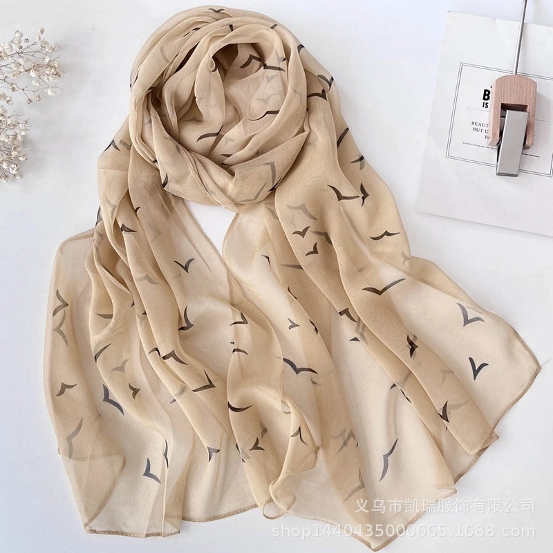 Women's Vacation Color Block Floral Polyester Silk Scarves