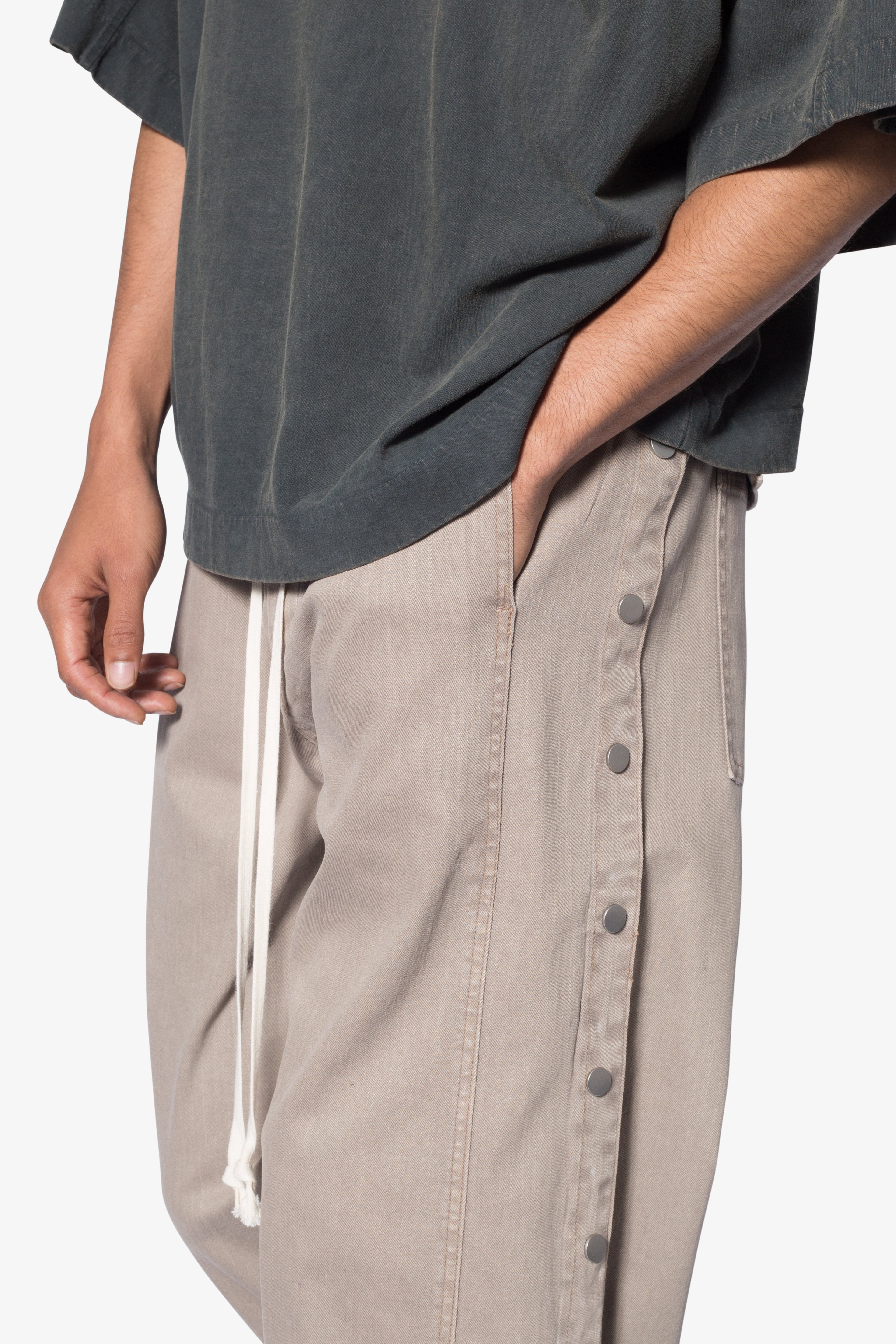 Snap Panel Coated Pants - Khaki