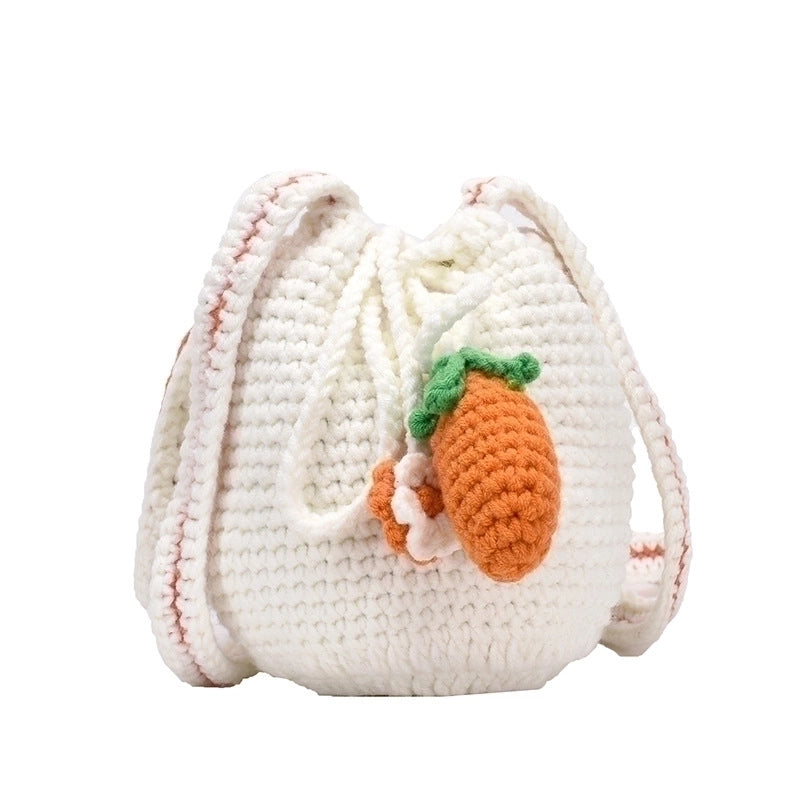 Women's Small Yarn Flower Strawberry Cute String Crossbody Bag