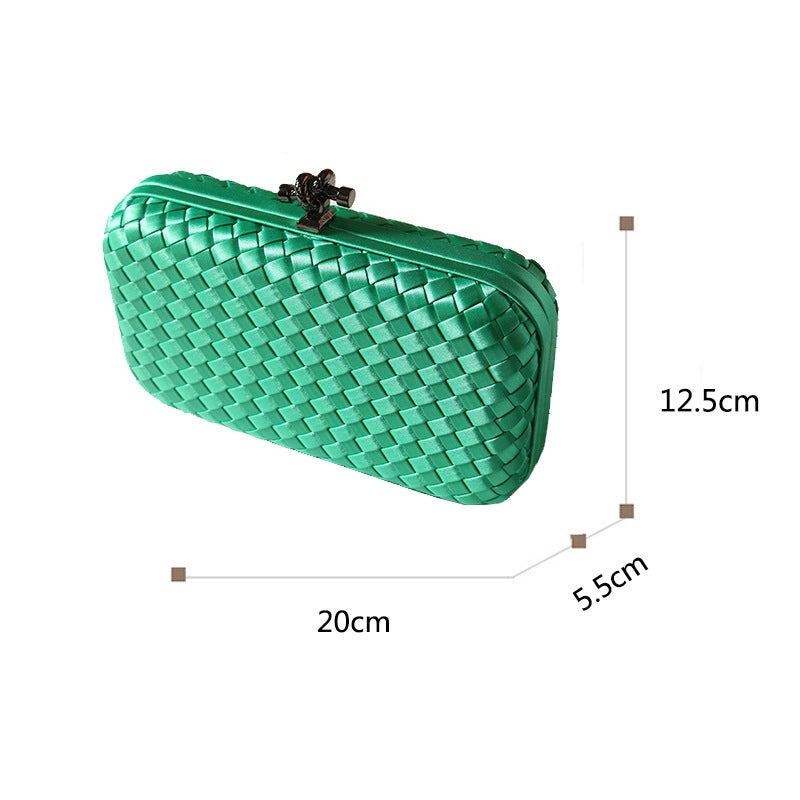 Red Rose Red Green Polyester Solid Color Lingge Square Clutches