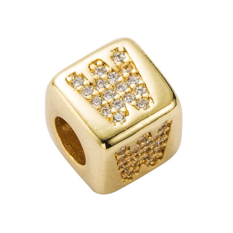 Copper Inlaid Zircon Letter Artificial Gemstones Copper Bracelets