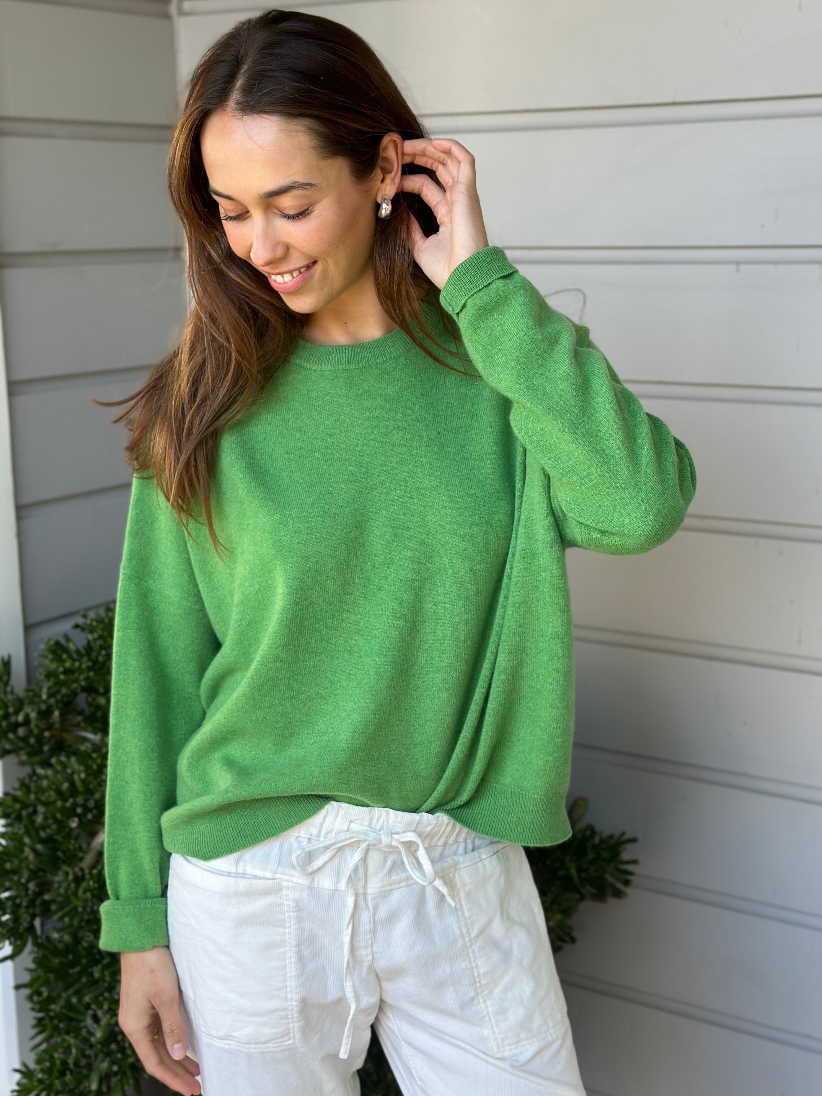 cassie crew neck-soft green cashmere