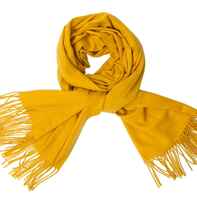 Women's Minimalist Tassel Solid Color Imitation Cashmere Scarf