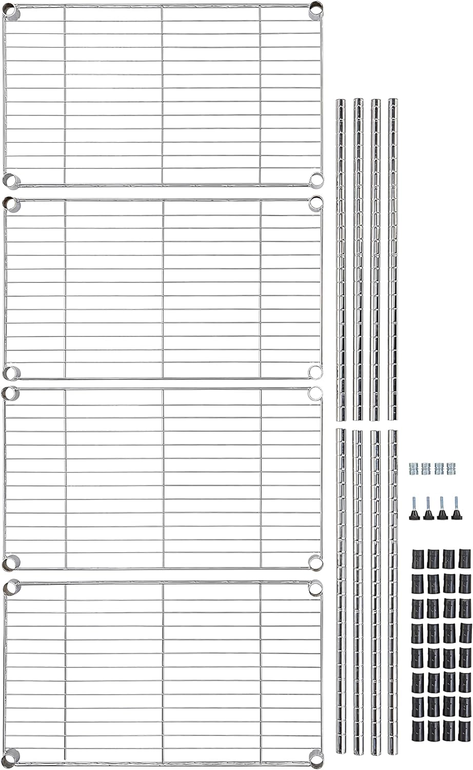 Amazon Basics 4-Shelf Steel Wire Storage Rack, Adjustable, Sturdy, Easy Assembly, 13.4 D x 23.2 W x 48 H in, Black