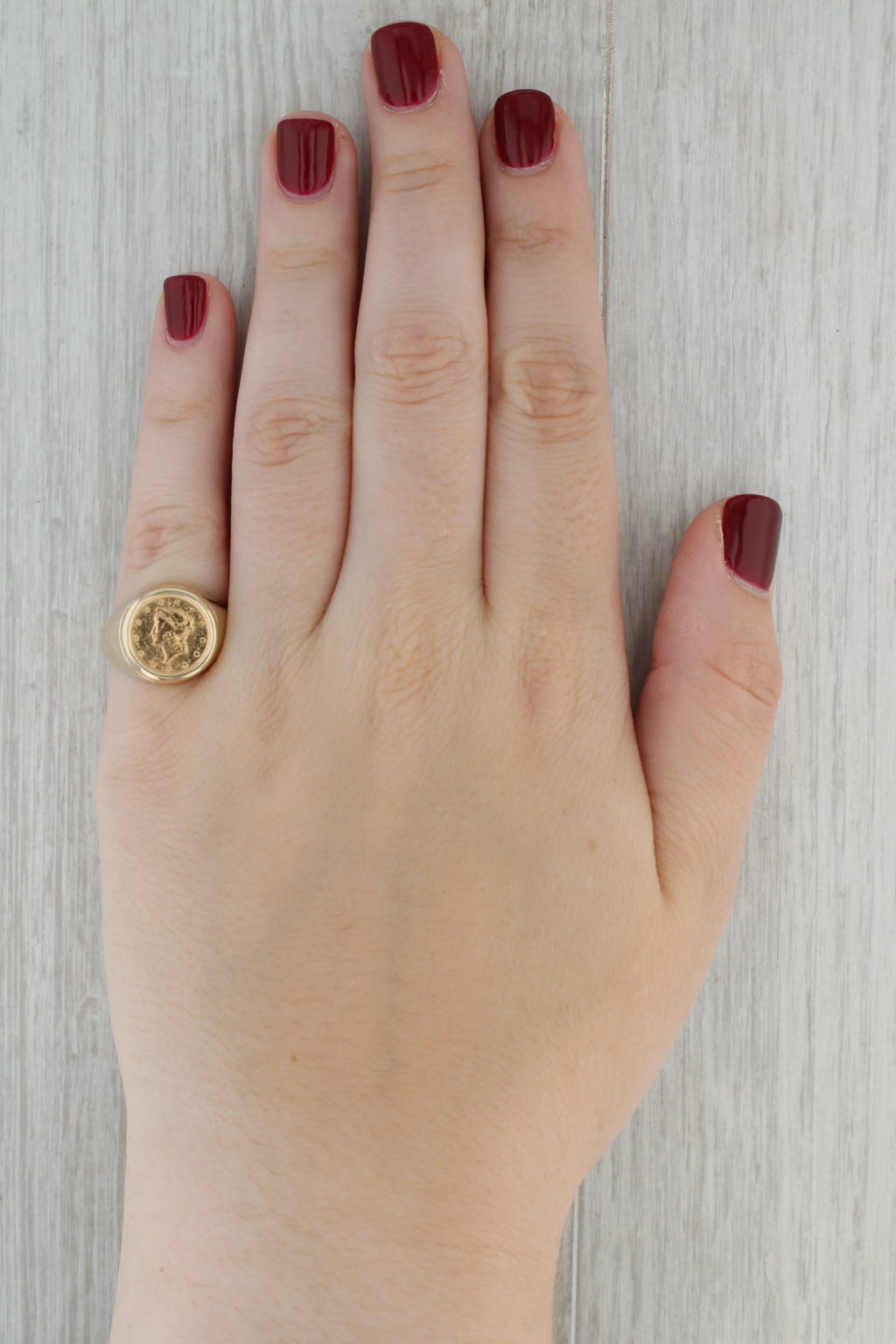 One Dollar Gold Coin Ring 10k 900 Yellow Gold Size 7 Signet US Liberty AS IS