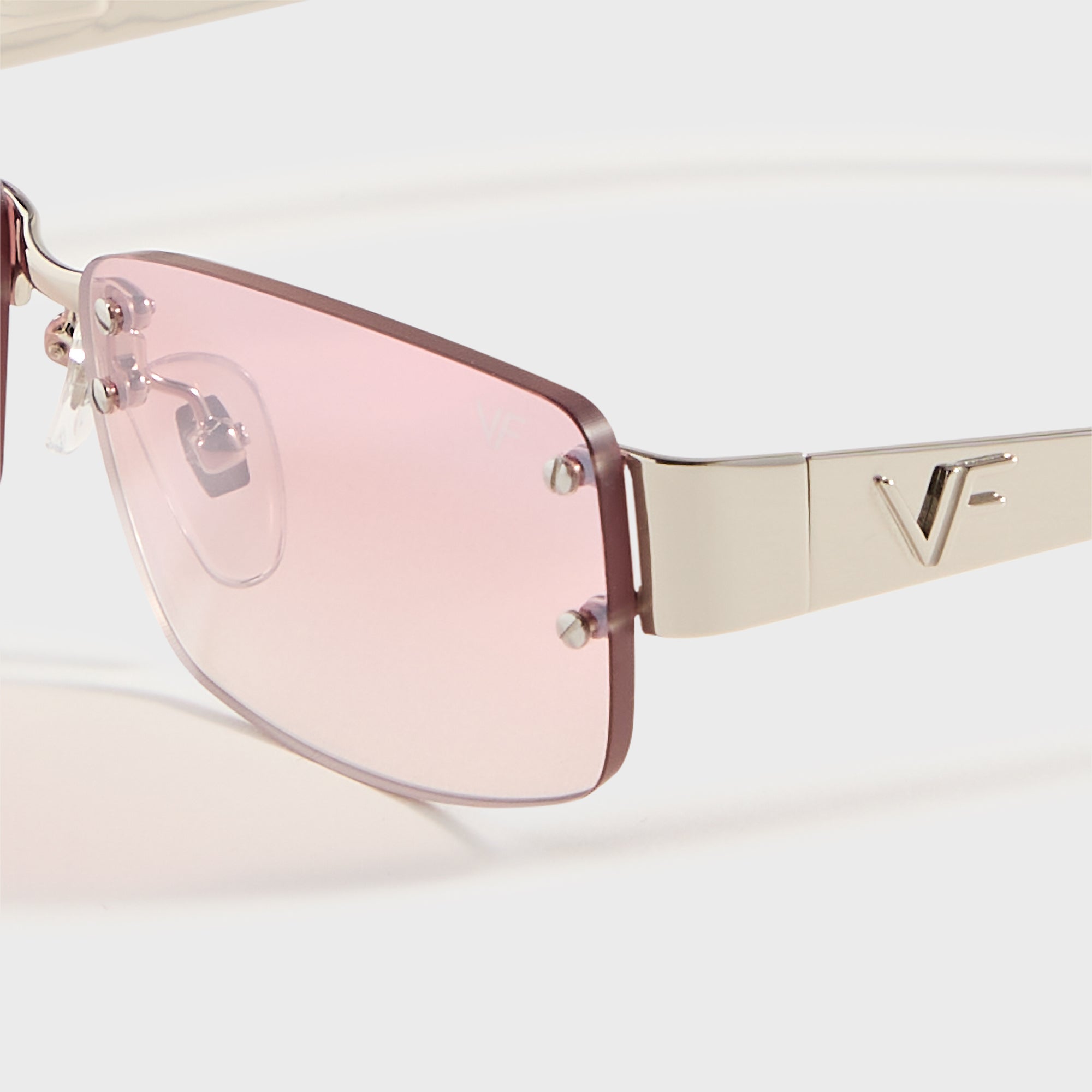 Vintage Frames Infamous Rimless Drill Mount 24KT - White Gold / Nickel Pink Gradient