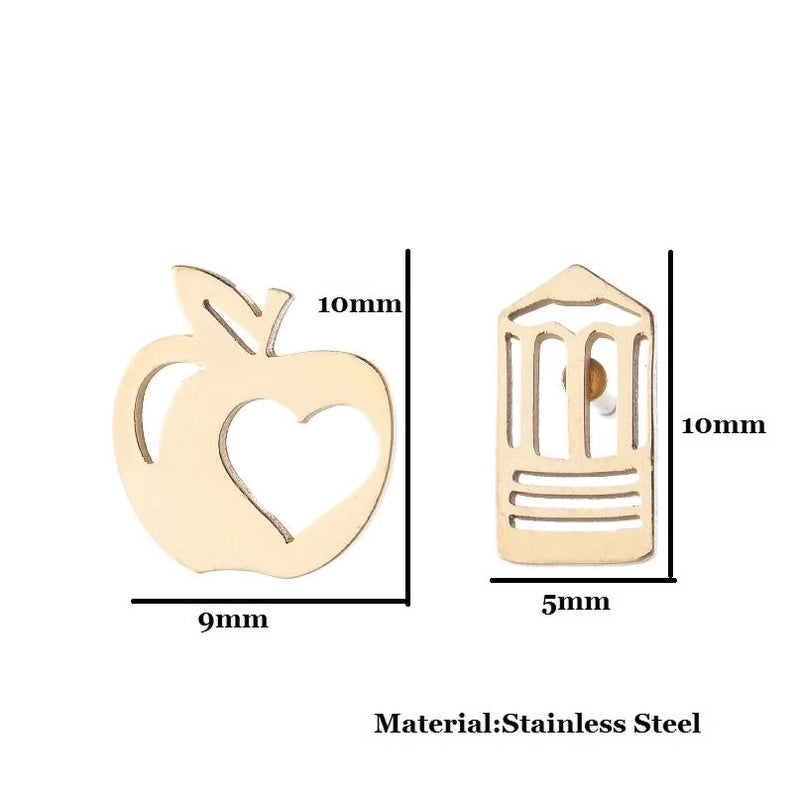 Minimalist Human Gingerbread Apple Stainless Steel Plating Hollow Out Ear Studs 1 Pair