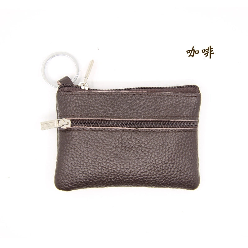 Women'S Solid Color Leather Coffee Royal Blue Apricot Zipper Wallets