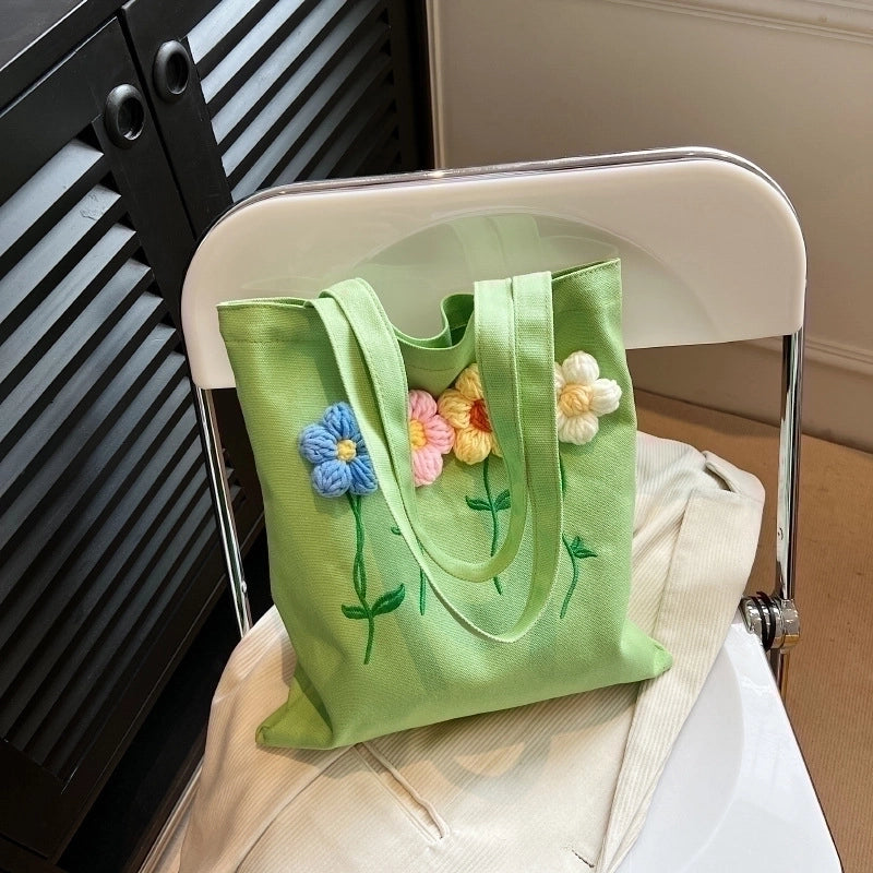 Women's Streetwear Flower Canvas Shopping Bags