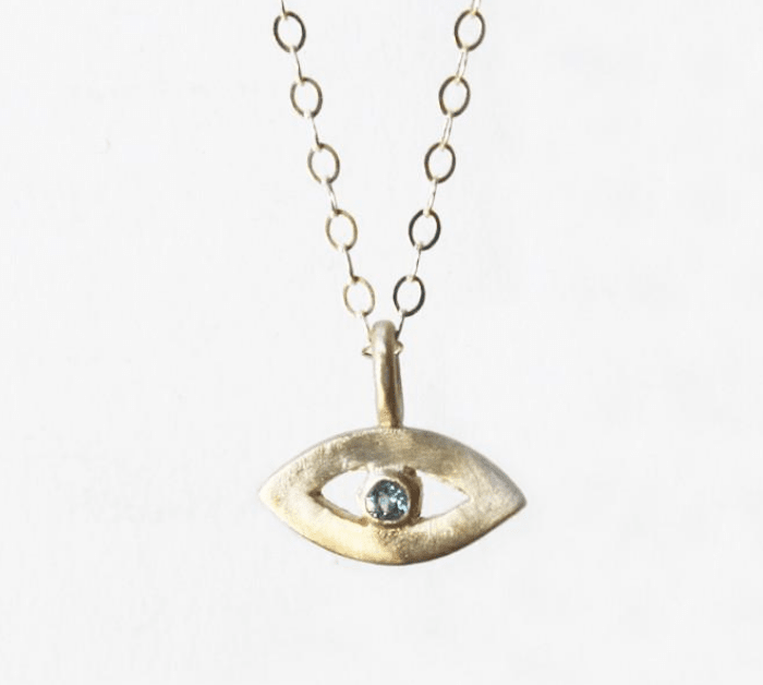 14k Gold Tiny Evil Eye Necklace