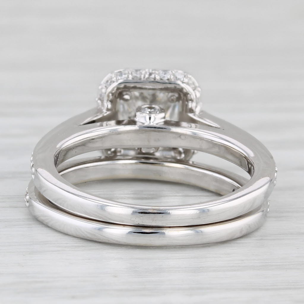 1.45ctw Princess Diamond Halo Engagement Ring Wedding Band Bridal Set 14k Gold