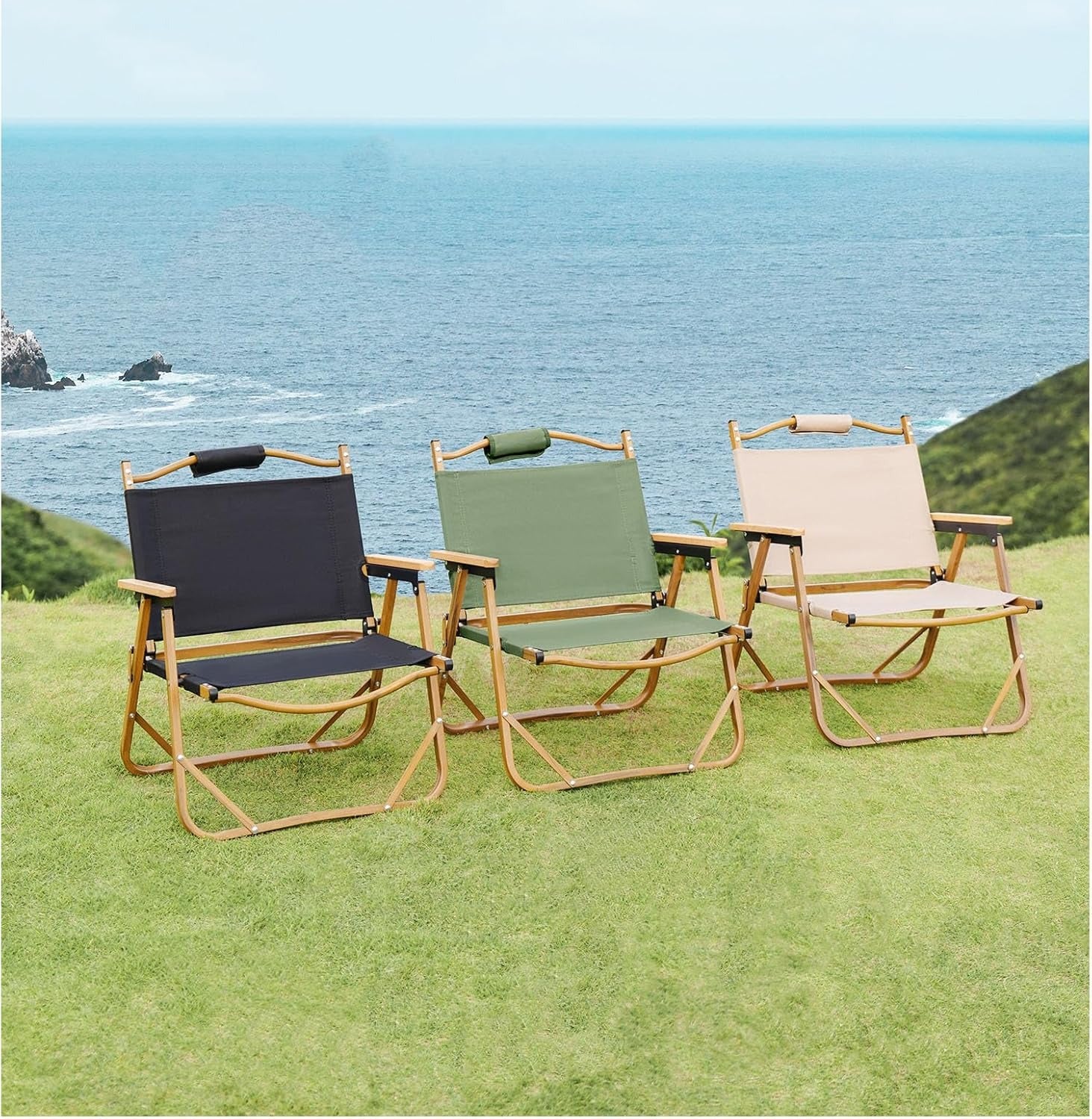 Portable Foldable Kermit Chair. Outdoor Chair. Resort Chair. Compact. Foldable. Camping Chair. Easy Assembly. Backrest. Low Style. Leisure Chair