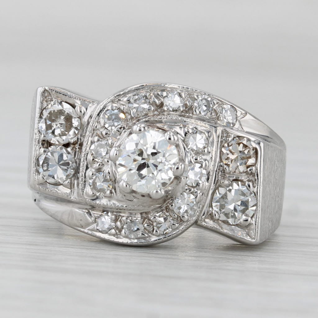 0.15ctw Diamond Ring 10k White Gold Size 6.75 Bypass Halo