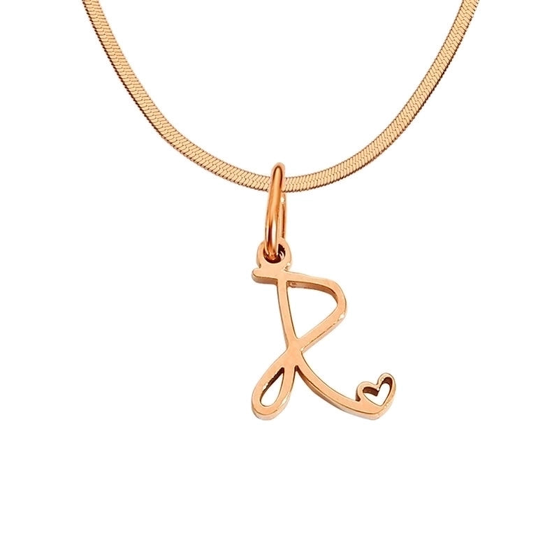 Stainless Steel Titanium Steel 14K Gold Plated Minimalist Plating Letter Heart Shape Pendant Necklace