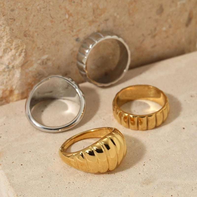 Casual Solid Color 316 Stainless Steel  16K Gold Plated White Gold Plated Gold Plated Plating Rings