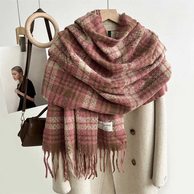 Women's Elegant Plaid Imitation Cashmere Scarf