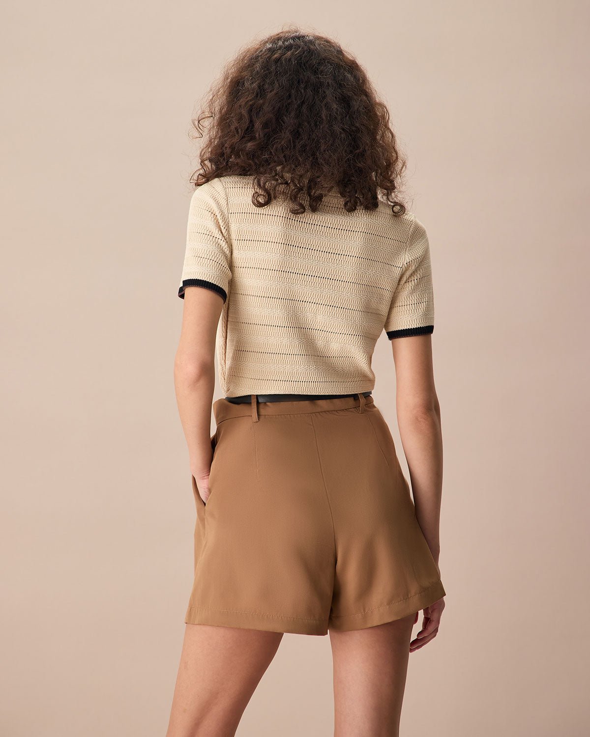 The Apricot Lapel Contrast Trim Knit Tee