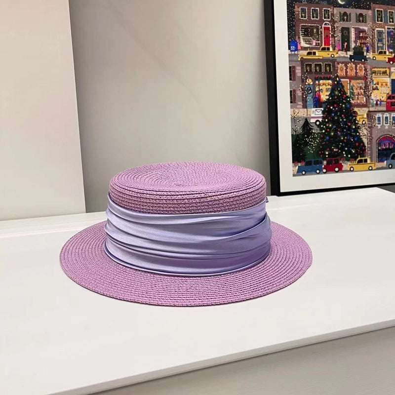 Women's Elegant Minimalist Color Block Wide Eaves Straw Hat