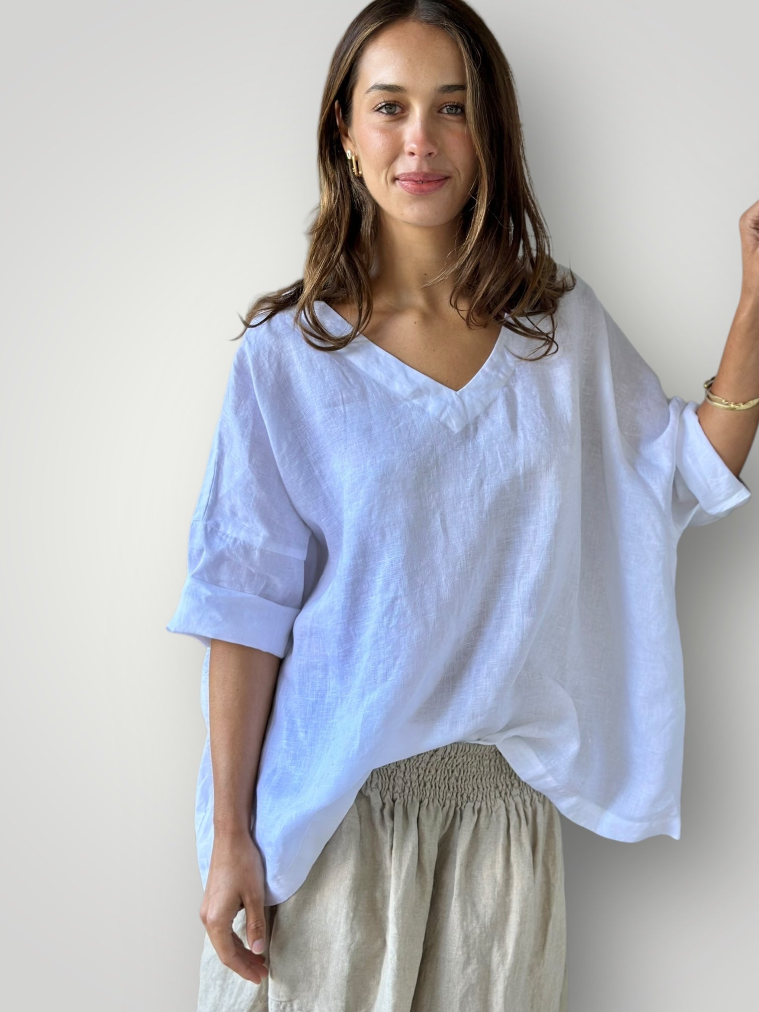 lydia top - white linen