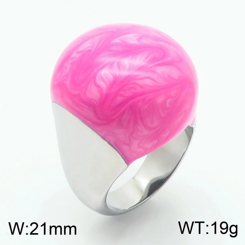 Minimalist Round Titanium Steel 18K Gold Plated Enamel Plating Rings
