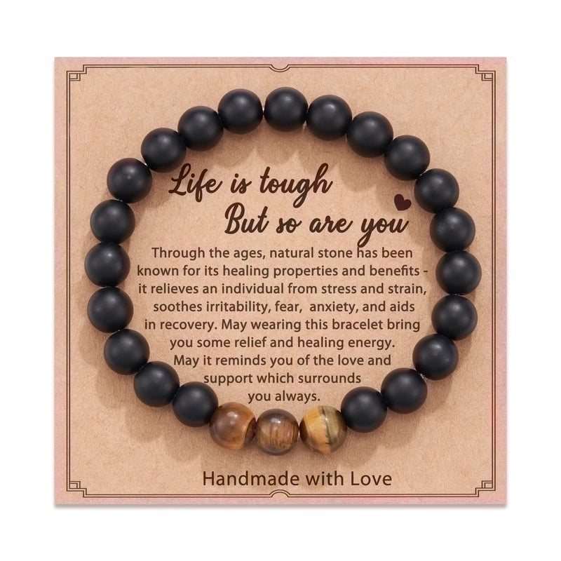 2 Pieces Retro Geometric Natural Stone Handmade Bracelets