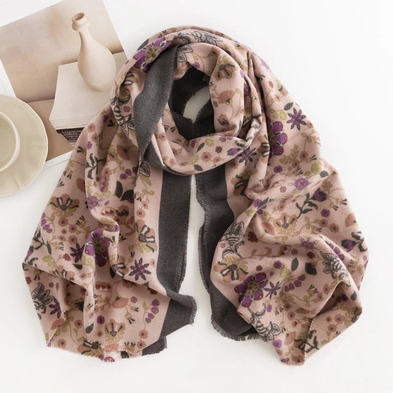 Women's Minimalist Flower Polyester Printing Scarf
