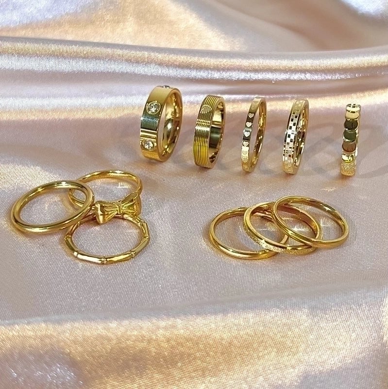 1 Piece Minimalist Heart Shape Bow Knot Titanium Steel Plating Rings